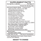 Hormone µBiomic - supplement facts E25A - subject to change