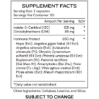 HormoneGenic - supplement facts - subject to change