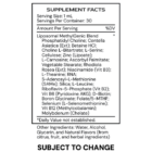 Liposomal MethylGenic - supplement facts B25 - subject to change